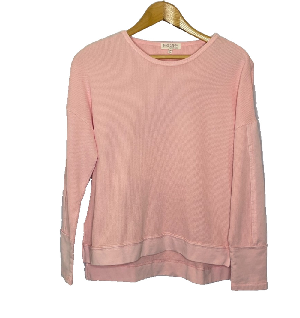 Women's Small Escape Habitat Waffle Knit Light Pink Long Sleeve Cotton Thermal
